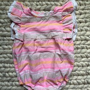 EGG New York Striped Ruffle Sleeve Romper
